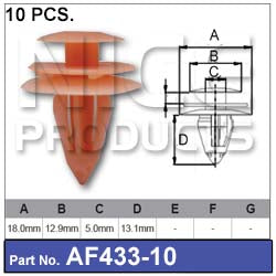 FASTENERS PKT 10 AF433-10 - Nice Products | Universal Auto Spares