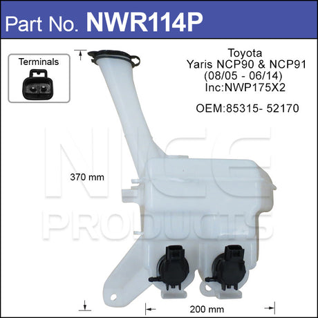 Washer Reservoir & Pump NWR114P - Nice Products | Universal Auto Spares