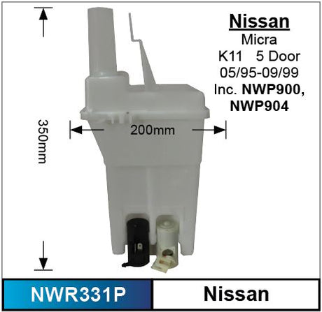 Washer Reservoir & Pump NWR331P - Nice Products | Universal Auto Spares