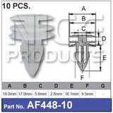 Fasteners Pkt 10 AF448-10 - Nice Products | Universal Auto Spares