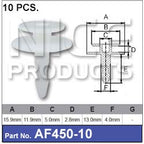 FASTENERS Pkt 10 AF450-10 - Nice Products | Universal Auto Spares