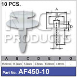 FASTENERS Pkt 10 AF450-10 - Nice Products | Universal Auto Spares