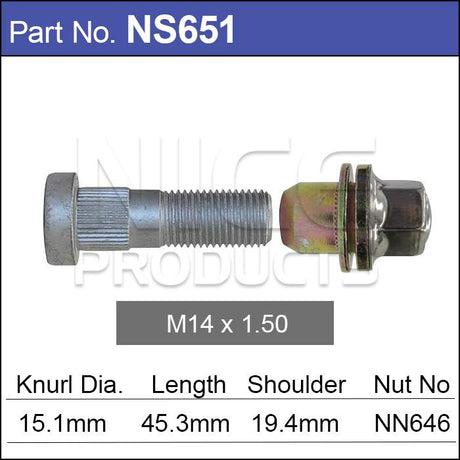 Stud & Nut NS651 - Nice Products | Universal Auto Spares