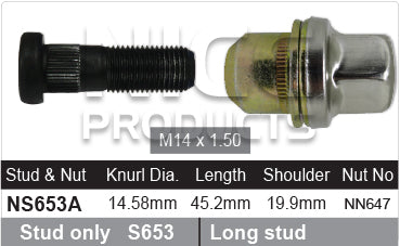 Stud & Nut NS653A - Nice Products | Universal Auto Spares
