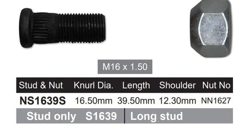 Stud & Nut NS1639S - Nice Products | Universal Auto Spares