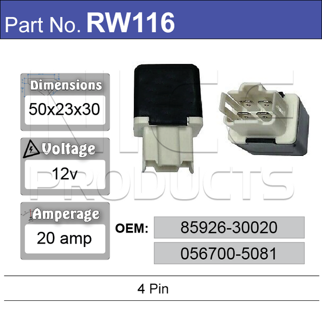 RELAY RW116 - Nice Products | Universal Auto Spares