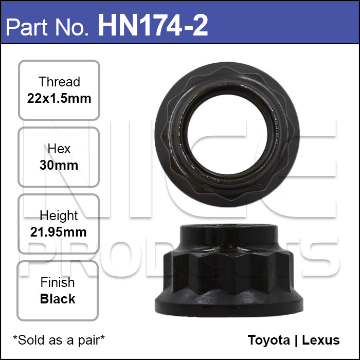 Hub Nut Pair HN174-2 - Nice Products | Universal Auto Spares