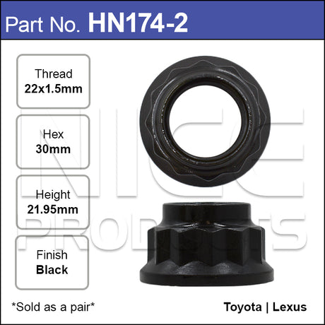 Hub Nut Pair HN174-2 - Nice Products | Universal Auto Spares