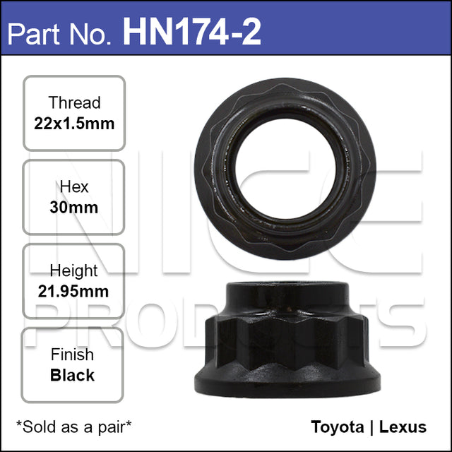 Hub Nut Pair HN174-2 - Nice Products | Universal Auto Spares
