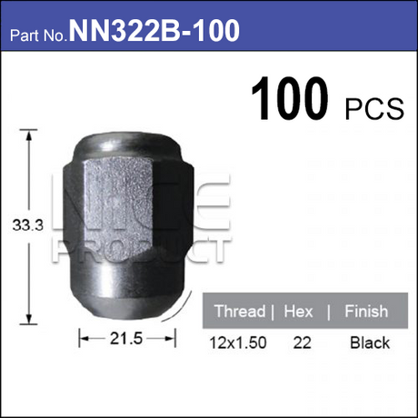 Wheel Nut NN322B-100 - Nice Products | Universal Auto Spares