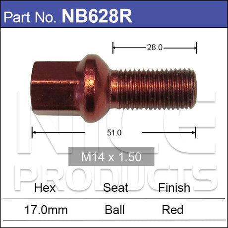 HEX BOLT NB628R - Nice Products | Universal Auto Spares