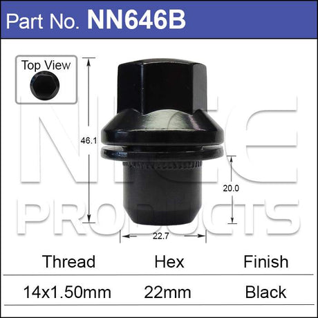 LAND ROVER WHEEL NUT NN646B - Nice Products | Universal Auto Spares