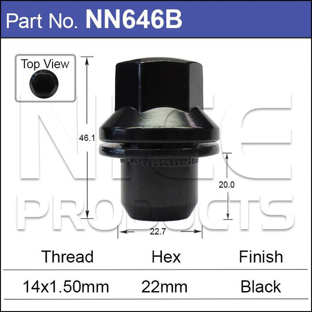 LAND ROVER WHEEL NUT NN646B - Nice Products | Universal Auto Spares