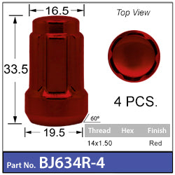 Red Lock Nuts BJ634R-4 - Nice Products | Universal Auto Spares