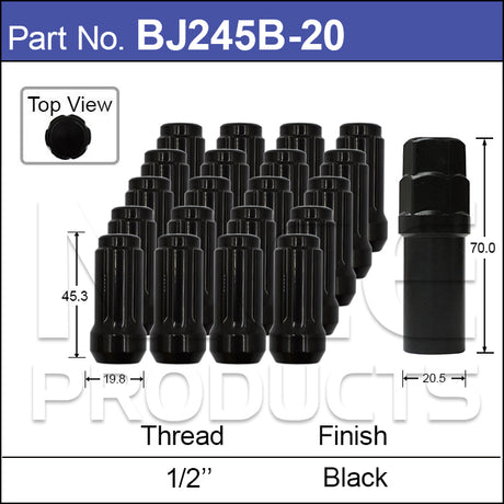 WHEEL NUT SPLINE BJ245B-20 - Nice Products | Universal Auto Spares