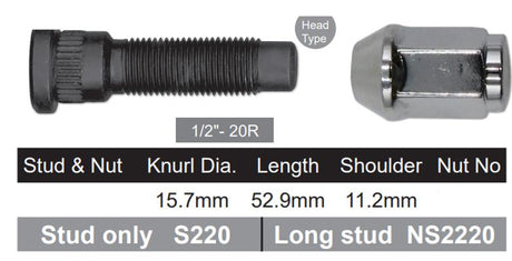 Wheel Stud and Nut NS220B - Nice Products | Universal Auto Spares