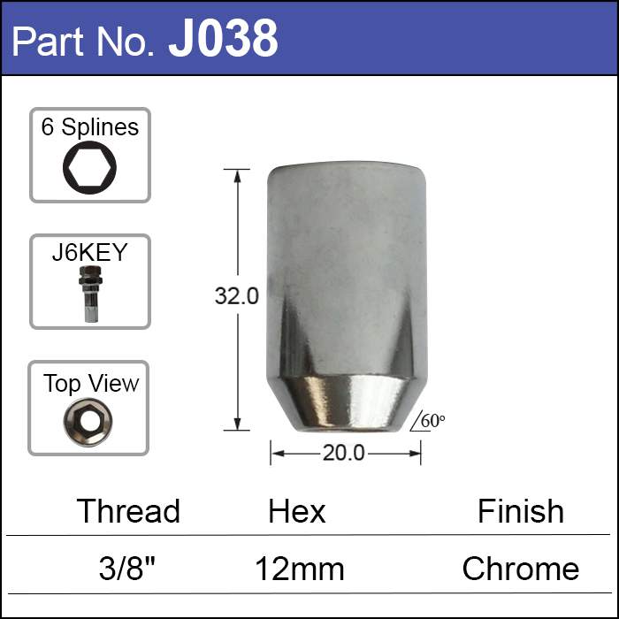 3/8 ALLEN KEY NUT J038 - Nice Products | Universal Auto Spares