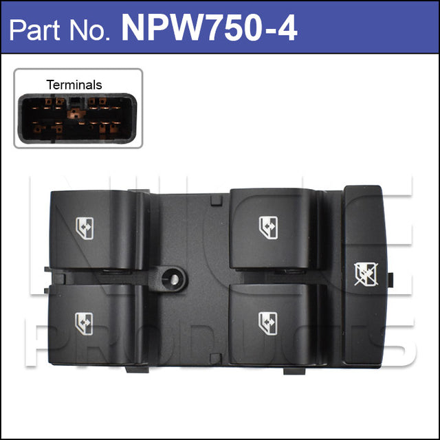 Power Window Switch NPW750-4 - Nice Products | Universal Auto Spares