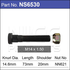 Long Stud and Nut NS6530 - Nice Products | Universal Auto Spares