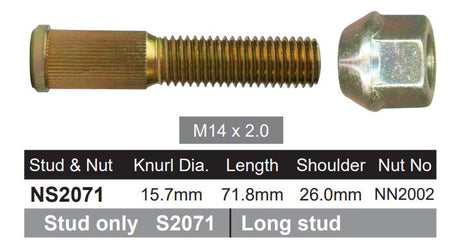Wheel Stud and Nut NS2071 - Nice Products | Universal Auto Spares