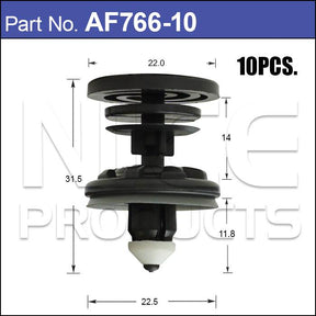 Plastic Fastener Pkt 10 AF766-10 - Nice Products | Universal Auto Spares