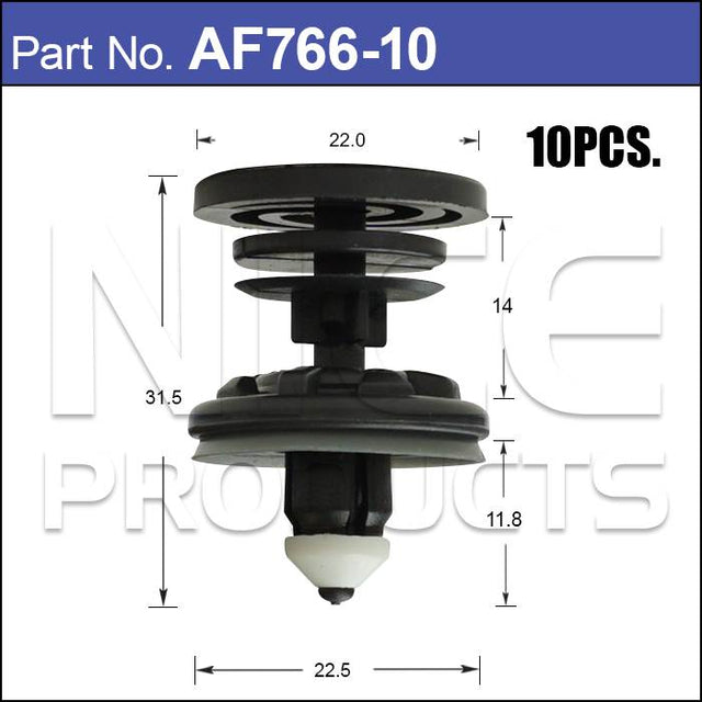 Plastic Fastener Pkt 10 AF766-10 - Nice Products | Universal Auto Spares
