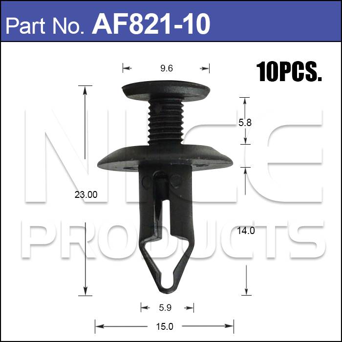 Plastic Fastener Pkt 10 AF821-10 - Nice Products | Universal Auto Spares