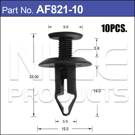 Plastic Fastener Pkt 10 AF821-10 - Nice Products | Universal Auto Spares