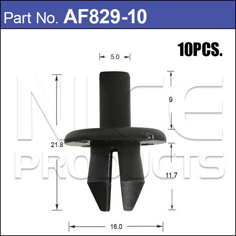 Plastic Fastener Pkt 10 AF829-10 - Nice Products | Universal Auto Spares