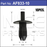 Plastic Fastener Pkt 10 OEM: N0385491 AF833-10 - Nice Products | Universal Auto Spares
