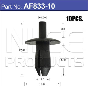 Plastic Fastener Pkt 10 OEM: N0385491 AF833-10 - Nice Products | Universal Auto Spares