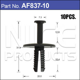 Plastic Fastener Pkt 10 AF837-10 - Nice Products | Universal Auto Spares