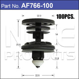Plastic Fastener Pkt 100 AF766-100 - Nice Products | Universal Auto Spares