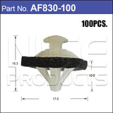 Plastic Fastener Pkt 100 AF830-100 - Nice Products | Universal Auto Spares