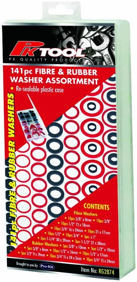 141 Piece Fiber & Rubber Washer Assortment - PKTool