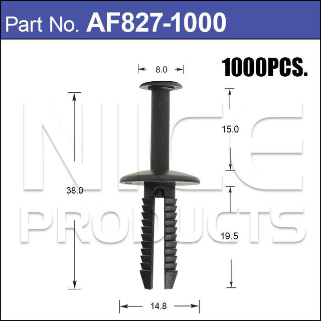 Plastic Fastener Pkt 1000 AF827-1000 - Nice Products | Universal Auto Spares