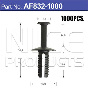 Plastic Fastener Pkt 1000 AF832-1000 - Nice Products | Universal Auto Spares