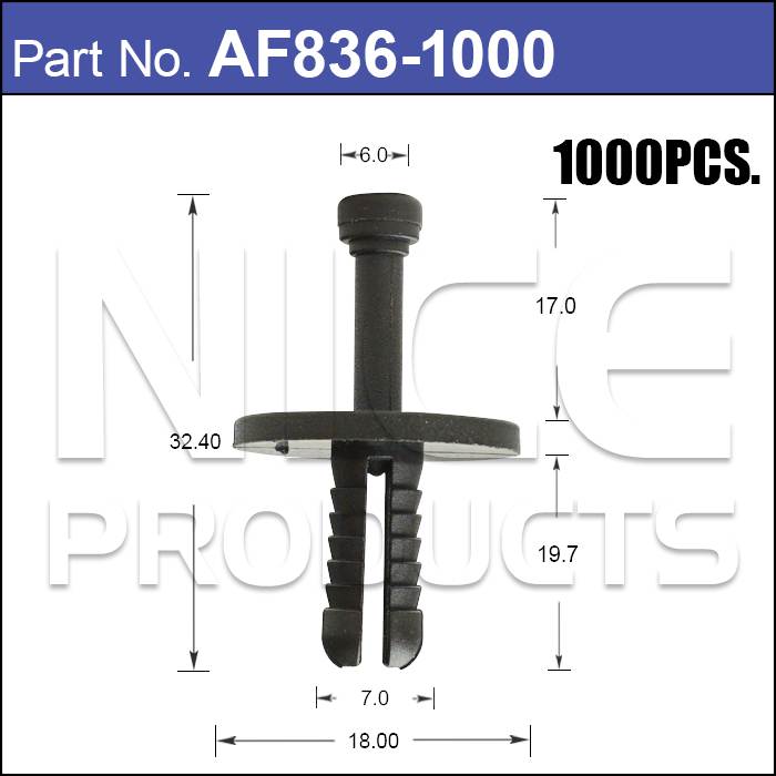 Plastic Fastener Pkt 1000 AF836-1000 - Nice Products | Universal Auto Spares