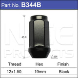 Black Wheel Nut B344B - Nice Products | Universal Auto Spares