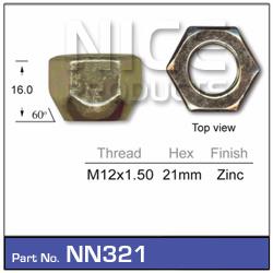 Wheel Nut Gold Open Ended NN321 - Nice Products | Universal Auto Spares