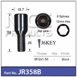 One Piece Allen Key Nut Black JR358B - Nice Products | Universal Auto Spares