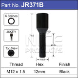 One Piece Bolt Allen Key Black JR371B - Nice Products | Universal Auto Spares