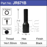 One piece Allen Key Bolt Black JR671B - Nice Products | Universal Auto Spares