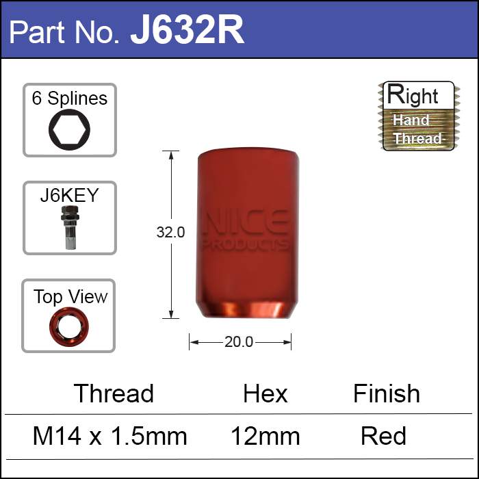 Allen KEY RED NUTS J632R - Nice Products | Universal Auto Spares