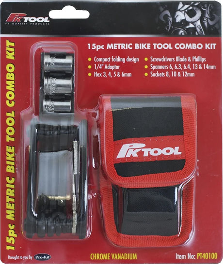 15 Pieces Metric Bike & Motorcycle Tool Combo Kit - PKTool | Universal Auto Spares