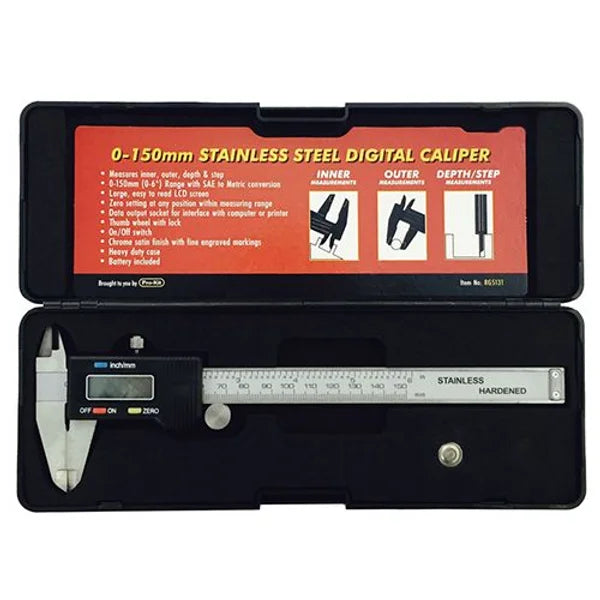 150mm (6”) Digital Caliper Millimetres & Inches, Stainless Steel - PKTool | Universal Auto Spares