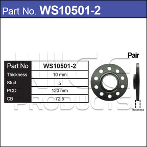 Hub Centric Wheel Spacers WS10501-2 - Nice Products | Universal Auto Spares
