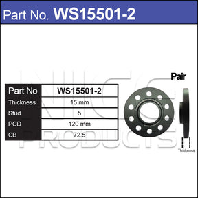 Hub Centric Wheel Spacers WS15501-2 - Nice Products | Universal Auto Spares