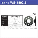 Hub Centric Wheel Spacers WS15502-2 - Nice Products | Universal Auto Spares