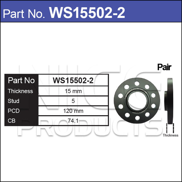 Hub Centric Wheel Spacers WS15502-2 - Nice Products | Universal Auto Spares